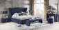 Preview: Design Luxus Lounge Polsterbett Doppelbett Futon-Bett Velours Blau SL34 NEU!