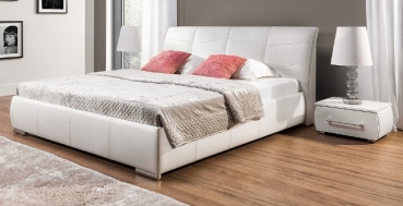 Design Luxus Lounge Polsterbett Doppelbett Futon-Bett Leder Weiß SL03 NEU!