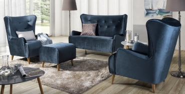 Design Luxus Lounge Sofa Landschaft Couch Polster Garnitur Stoff Blau SL26 NEU!