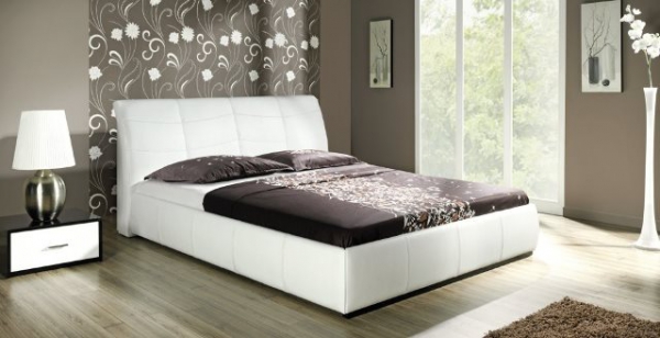 Design Luxus Lounge Polsterbett Doppelbett Futon-Bett Leder Weiß SL03 NEU!
