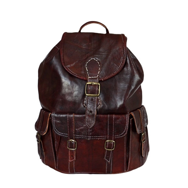 Ziegenleder Rucksack Travel Bag Umhängetasche Leder-Tasche Vintage D-Braun NEU!