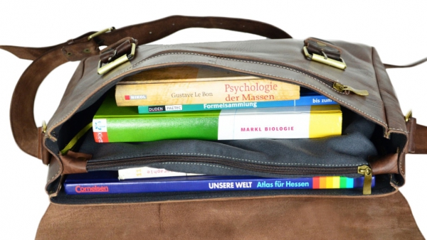 Aktentasche Schultasche Lehrertasche Umhängetasche Leder-Tasche Vintage 18 NEU!