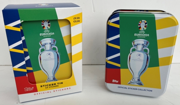 2x Topps Official EURO 2024 Collection Tin Dose 18 Tüten = 108 Sticker NEU!